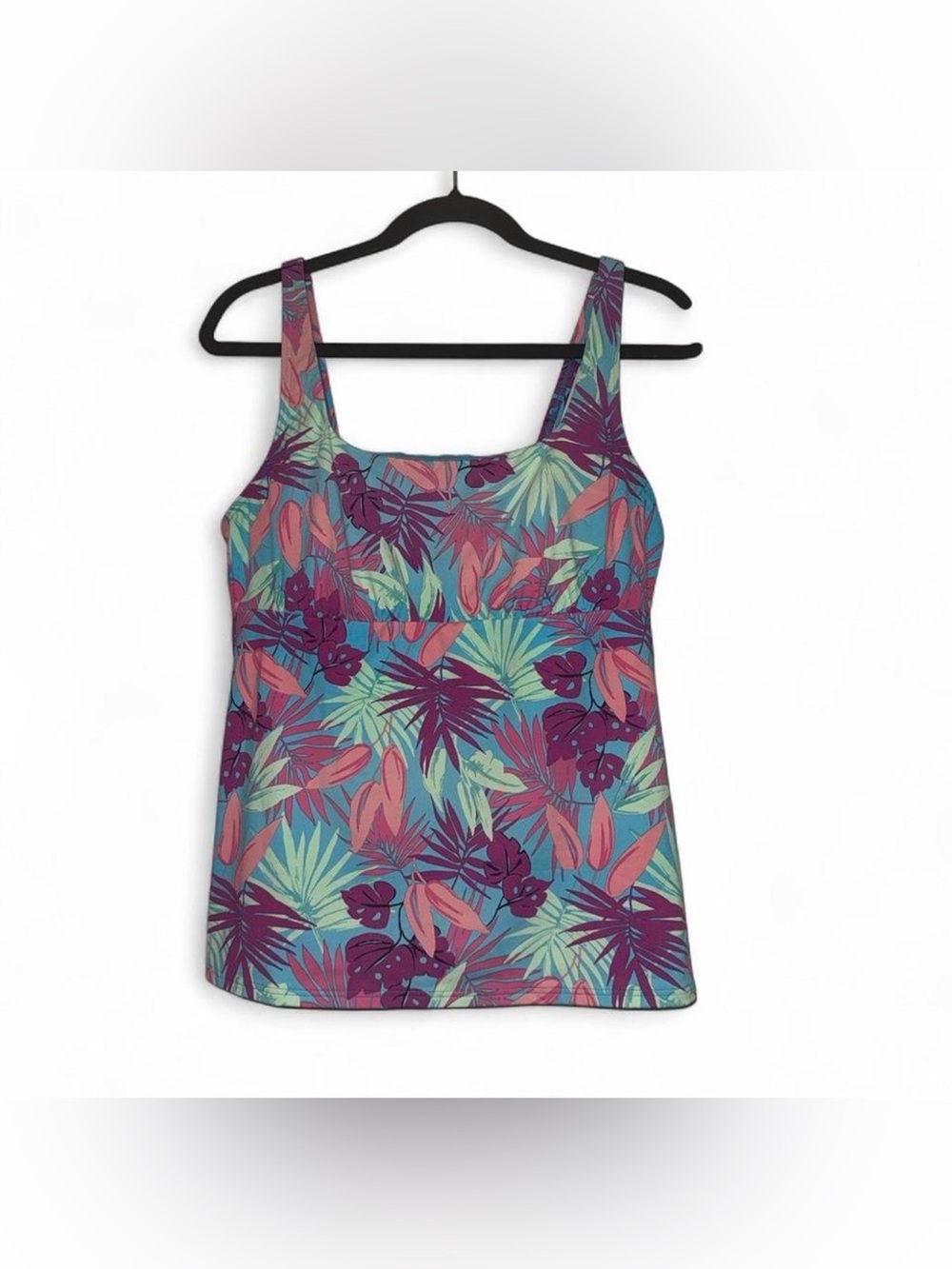 LANDS END Multi-coloured tropical print tankini top sz 12 ✨